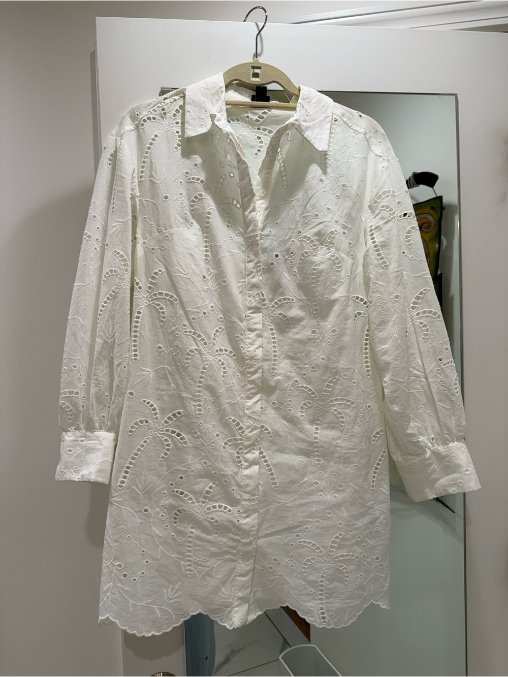 Roller Rabbit White Eyelet Longline Shirt dress with slip liner